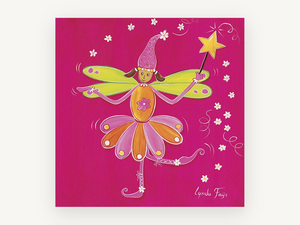 Dancing Flower Fairy, floral canvas wall art print, front view