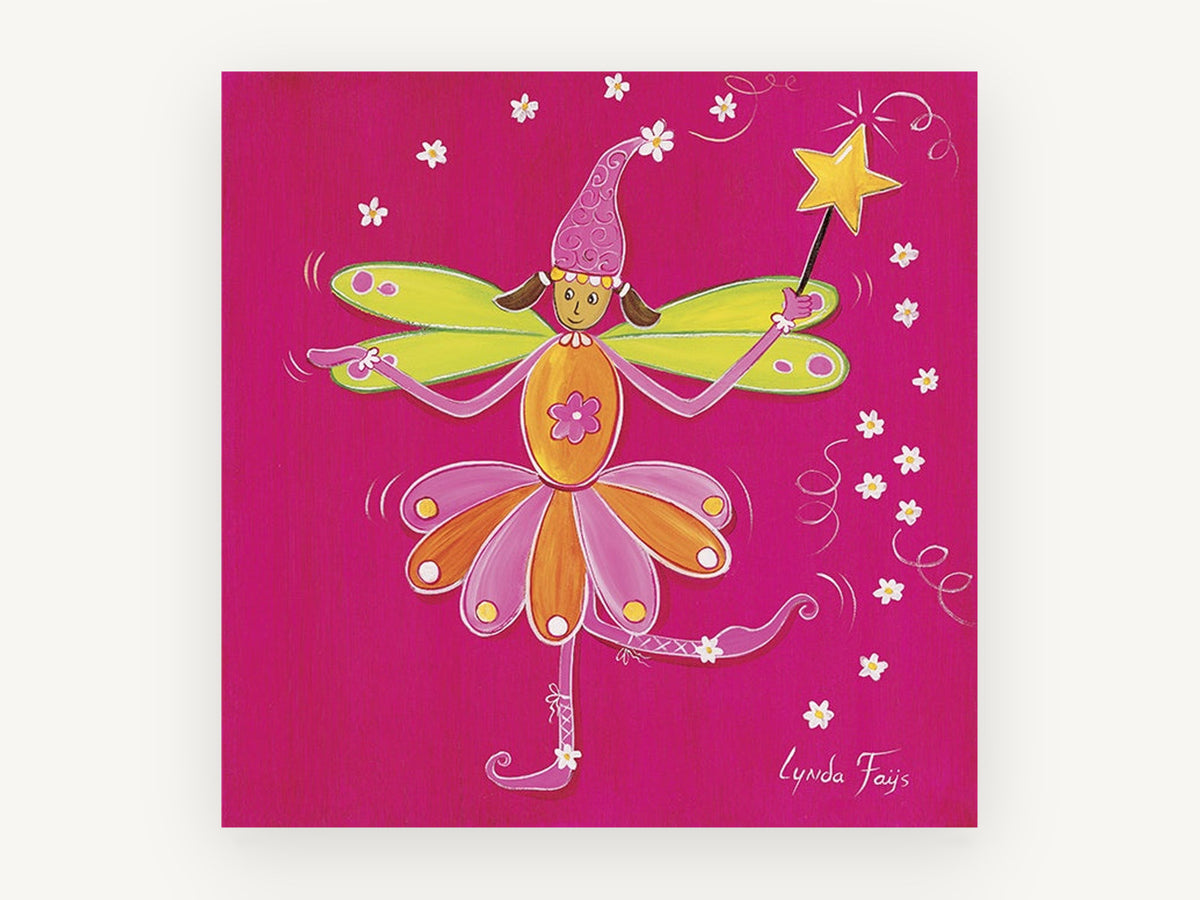 Dancing Flower Fairy, floral canvas wall art print, front view