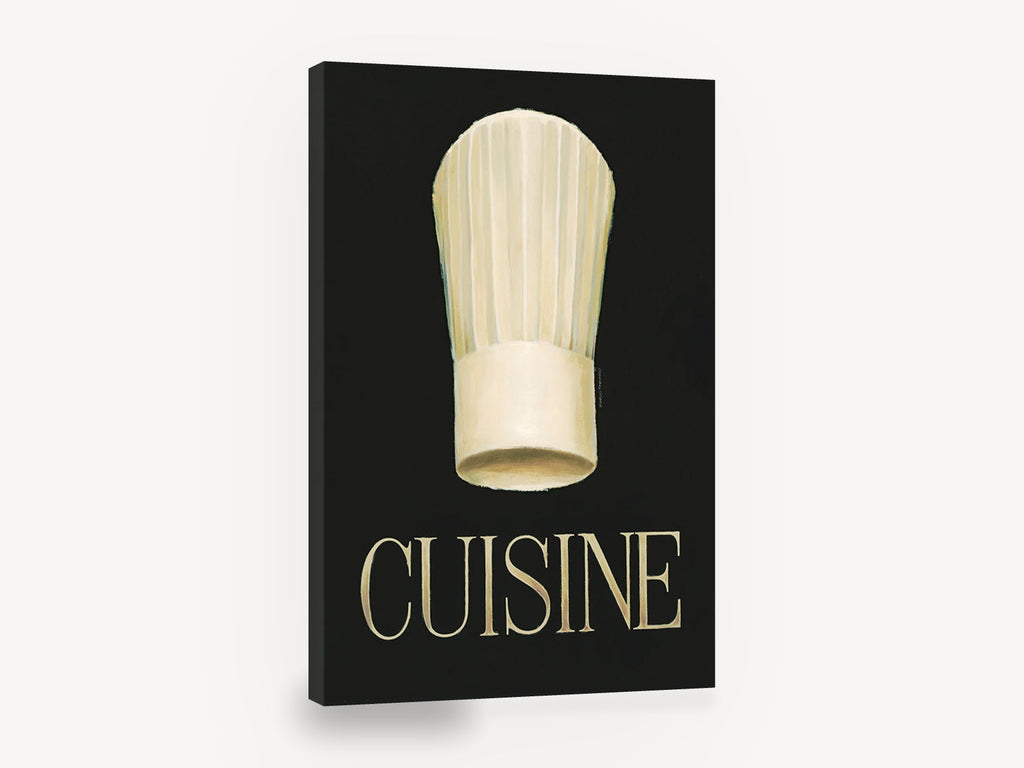 Chef's Toque Cuisine, chef hat cuisine kitchen typography, kitchen canvas wall art print ready to hang