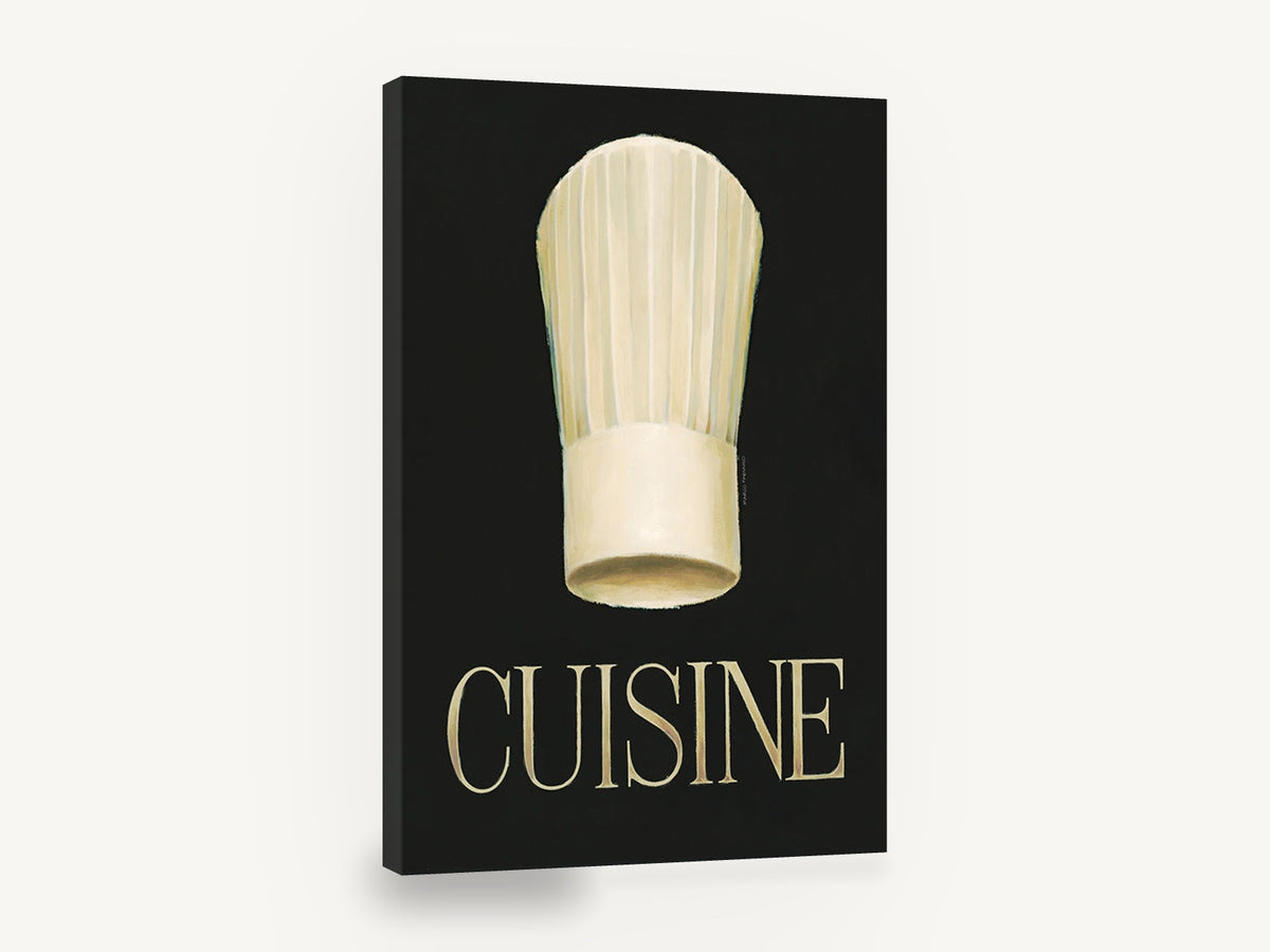 Chef's Toque Cuisine, chef hat cuisine kitchen typography, kitchen canvas wall art print ready to hang