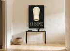 Chef's Toque Cuisine kitchen canvas print on the wall of a hallway