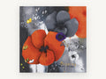 Orange and Grey Poppies, floral canvas wall art print, front view