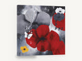 Crimson Poppy Butterfly, red poppies grey butterfly abstract floral, floral canvas wall art print ready to hang