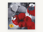 Crimson Poppy Butterfly, floral canvas wall art print, front view