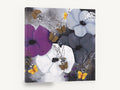 Midnight Poppies and Butterflies, purple white grey poppies butterflies art, floral canvas wall art print ready to hang