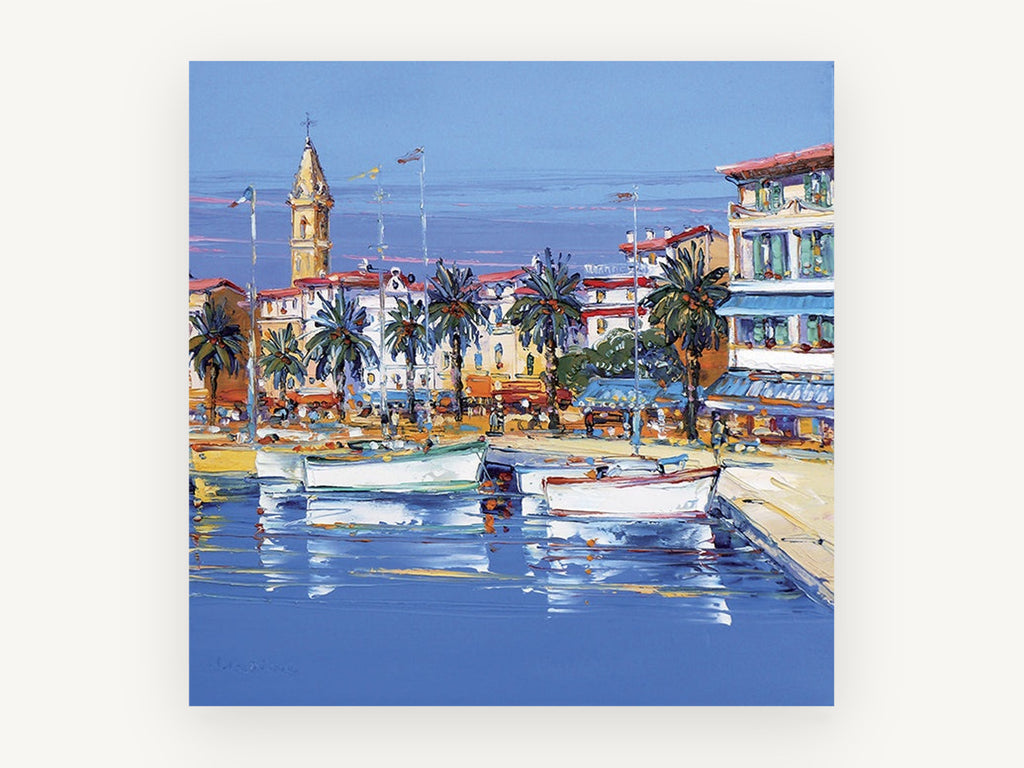Harbour Palms Afternoon, coastal canvas wall art print, front view