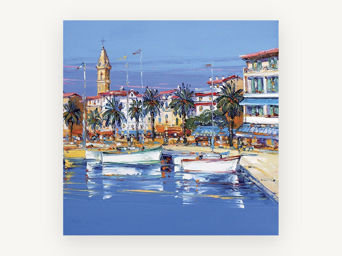 Harbour Palms Afternoon, coastal canvas wall art print, front view