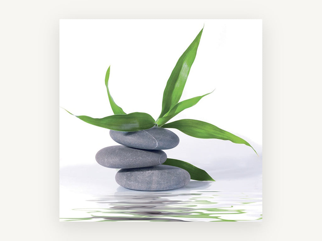 Stacked Stones Bamboo Calm, floral canvas wall art print, front view