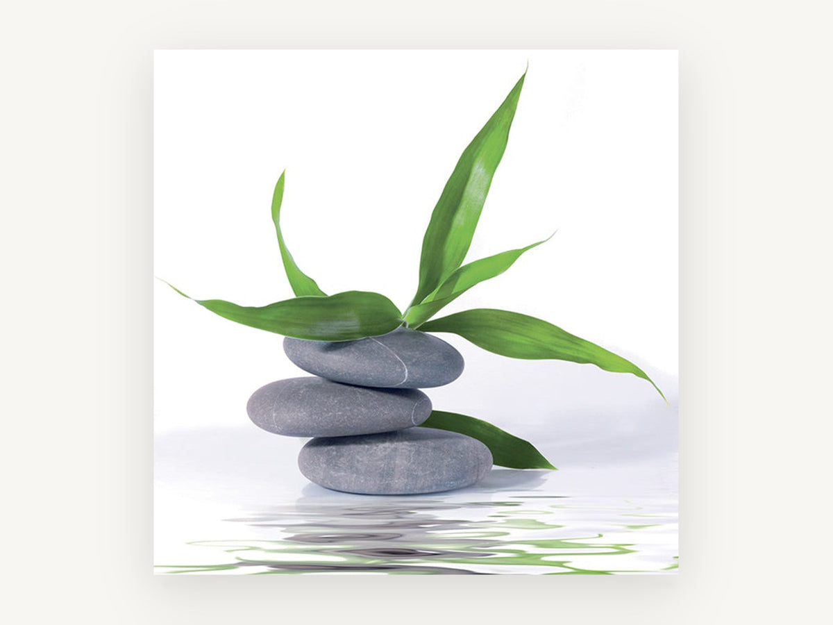 Stacked Stones Bamboo Calm, floral canvas wall art print, front view