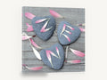 Petals on Heart Stones, pink petals on heart stones photograph, floral canvas wall art print ready to hang