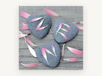 Petals on Heart Stones, floral canvas wall art print, front view