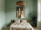 Chrysler Glow at Night city canvas print on the wall of a bedroom