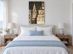 Chrysler Glow at Night city canvas print on the wall of a bedroom