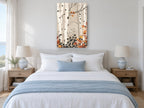 Rustic Birch Collage floral canvas print on the wall of a coastal bedroom