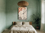 Autumn Birch Silhouettes floral canvas print on the wall of a bedroom