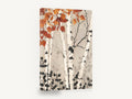 Autumn Birch Silhouettes, autumn birch trees botanical illustration, floral canvas wall art print ready to hang