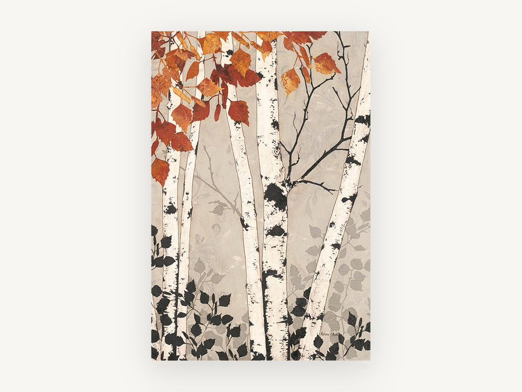 Autumn Birch Silhouettes, floral canvas wall art print, front view