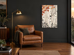 Autumn Birch Silhouettes floral canvas print on the wall of a charcoal living room