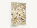 Gilded Cream Blossoms, cream blossom branches gold damask, floral canvas wall art print ready to hang