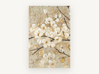 Gilded Cream Blossoms, floral canvas wall art print, front view