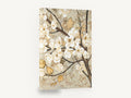 Gilded Magnolia Branch, cream blossom branch gold leaf painting, floral canvas wall art print ready to hang