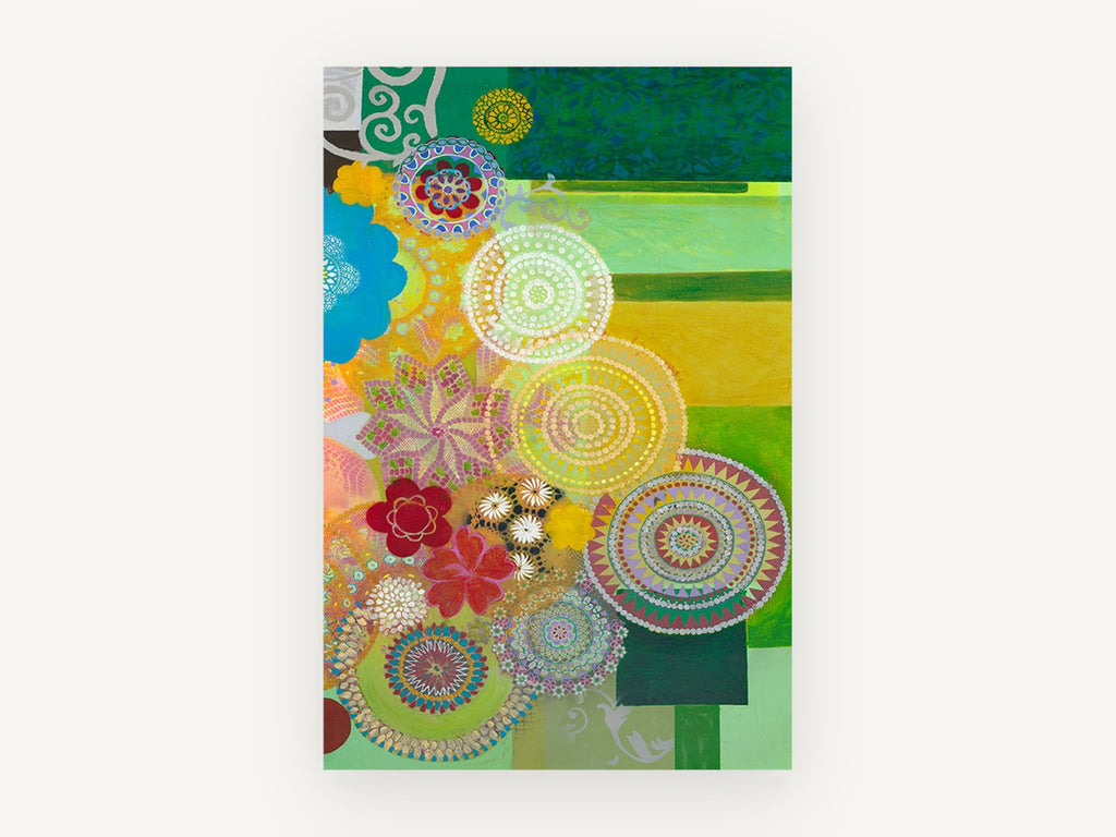 Lace Circle Garden, floral canvas wall art print, front view