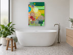 Lace Circle Garden floral canvas print on the wall of a bathroom