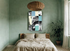 Paris Postcard Collage city canvas print on the wall of a bedroom