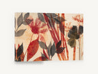 Pressed Garden Silhouettes, red and grey pressed botanical leaves, floral canvas wall art print ready to hang