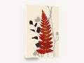 Rust Fern Silhouettes, red fern frond botanical illustration, floral canvas wall art print ready to hang