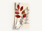 Crimson Leaves on Cream, red autumn leaves botanical illustration, floral canvas wall art print ready to hang