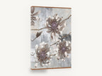 Taupe Anemone Blooms, taupe flowers on grey textured background, floral canvas wall art print ready to hang