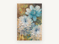Blue Dahlia Garden, floral canvas wall art print, front view