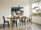 Terrace Above the Caldera coastal canvas print on the wall of a dining room