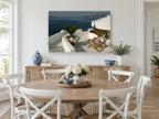 Terrace Above the Caldera coastal canvas print on the wall of a Hamptons dining room