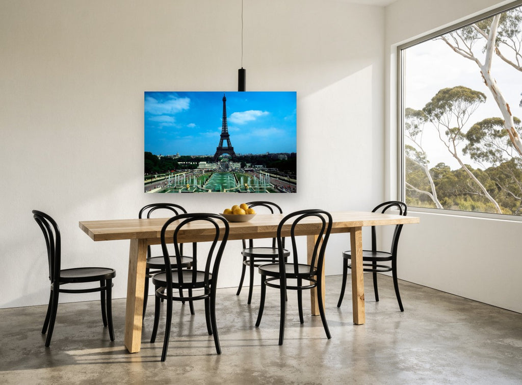 Trocadéro Fountains View city canvas print on the wall of a dining room