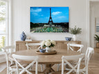 Trocadéro Fountains View city canvas print on the wall of a Hamptons dining room