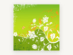Green Meadow Swirl, floral canvas wall art print, front view