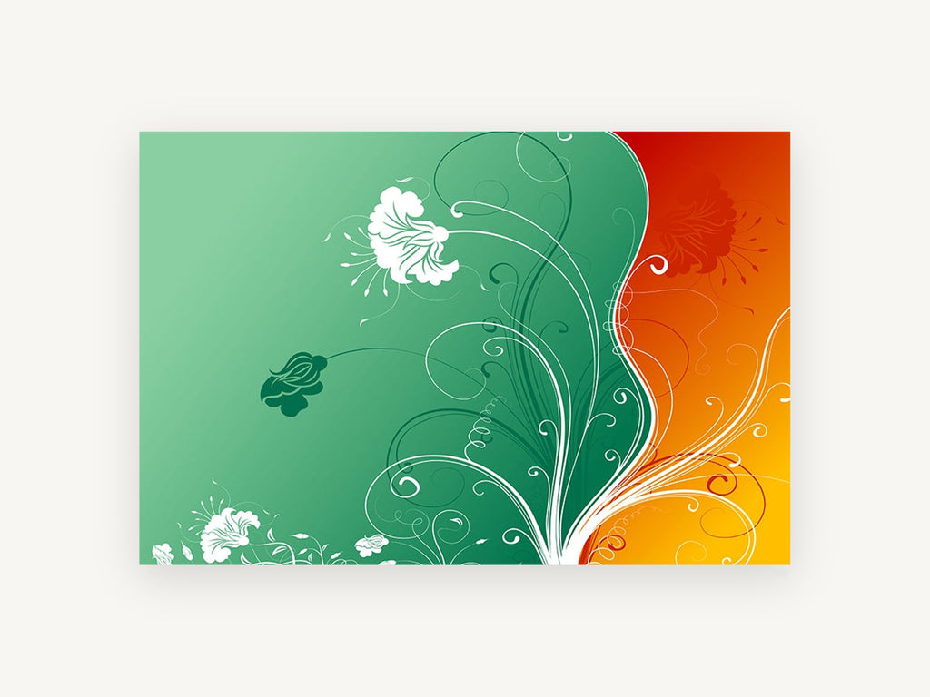 Swirling Green and Amber, floral canvas wall art print, front view