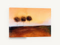 Three Trees at Dusk, three trees amber sky landscape painting, floral canvas wall art print ready to hang