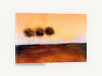 Three Trees at Dusk, three trees amber sky landscape painting, floral canvas wall art print ready to hang