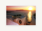 Rowboat Rooftop Sunset, coastal canvas wall art print, front view