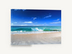 Glassy Shore Break, turquoise wave beach photograph, coastal canvas wall art print ready to hang