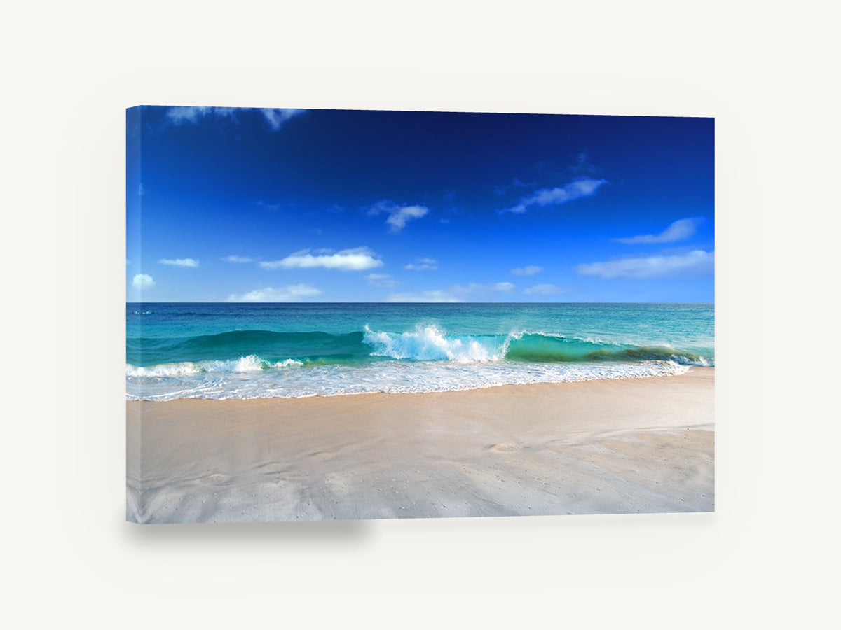 Glassy Shore Break, turquoise wave beach photograph, coastal canvas wall art print ready to hang