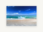 Glassy Shore Break, coastal canvas wall art print, front view