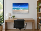 Glassy Shore Break coastal canvas print on the wall of a study