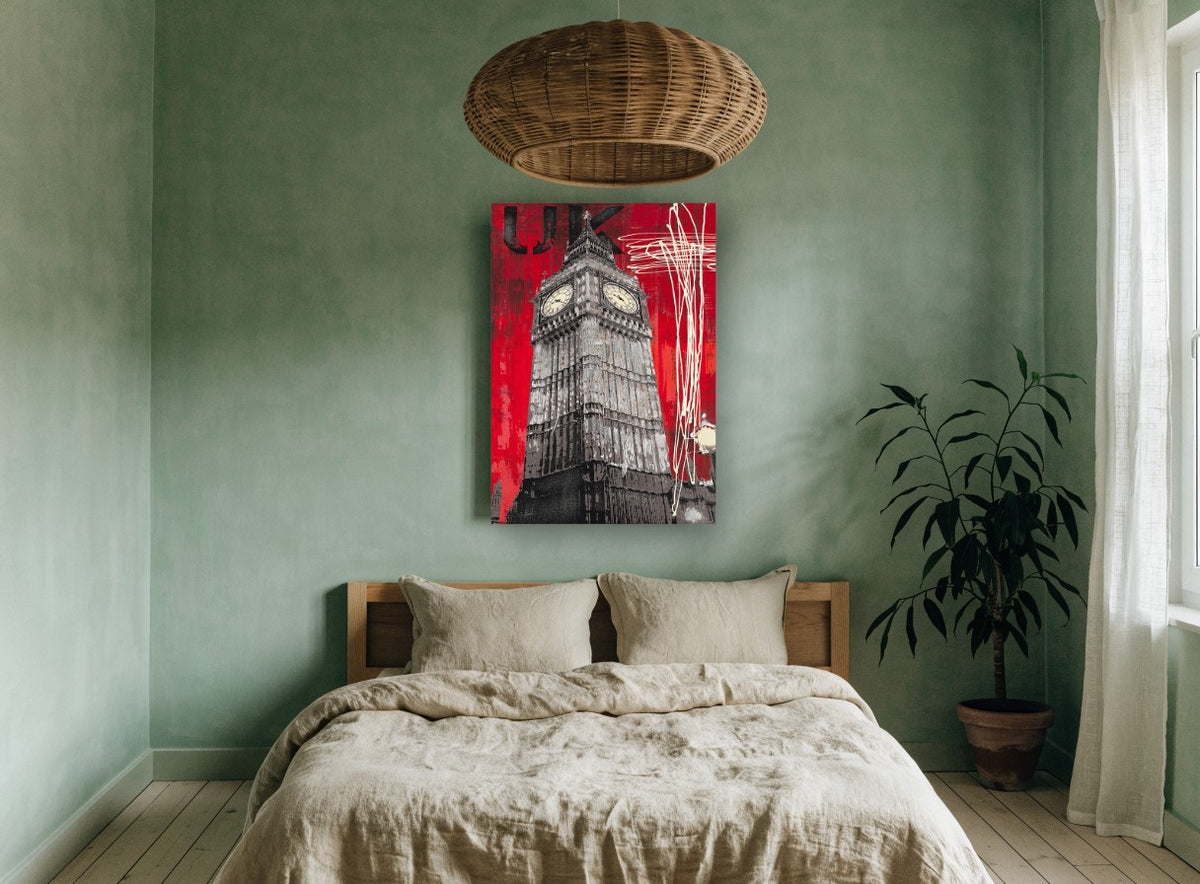 Big Ben in Red city canvas print on the wall of a bedroom
