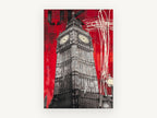 Big Ben in Red, big ben london red graphic, city canvas wall art print, front view