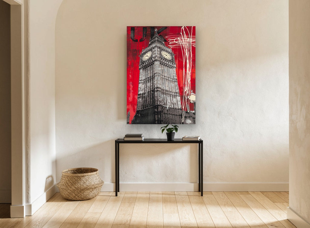 Big Ben in Red city canvas print on the wall of a hallway