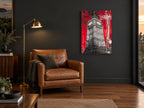 Big Ben in Red city canvas print on the wall of a charcoal living room